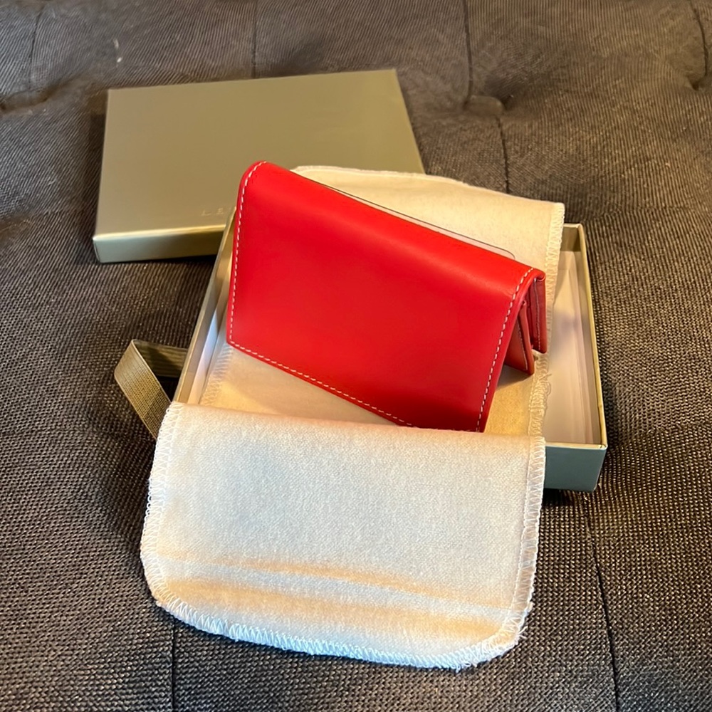 Levenger Red Leather Business Card Wallet - Brand New